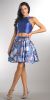 Main image of Solid Crop Top Short Floral Print Skirt Homecoming Dress